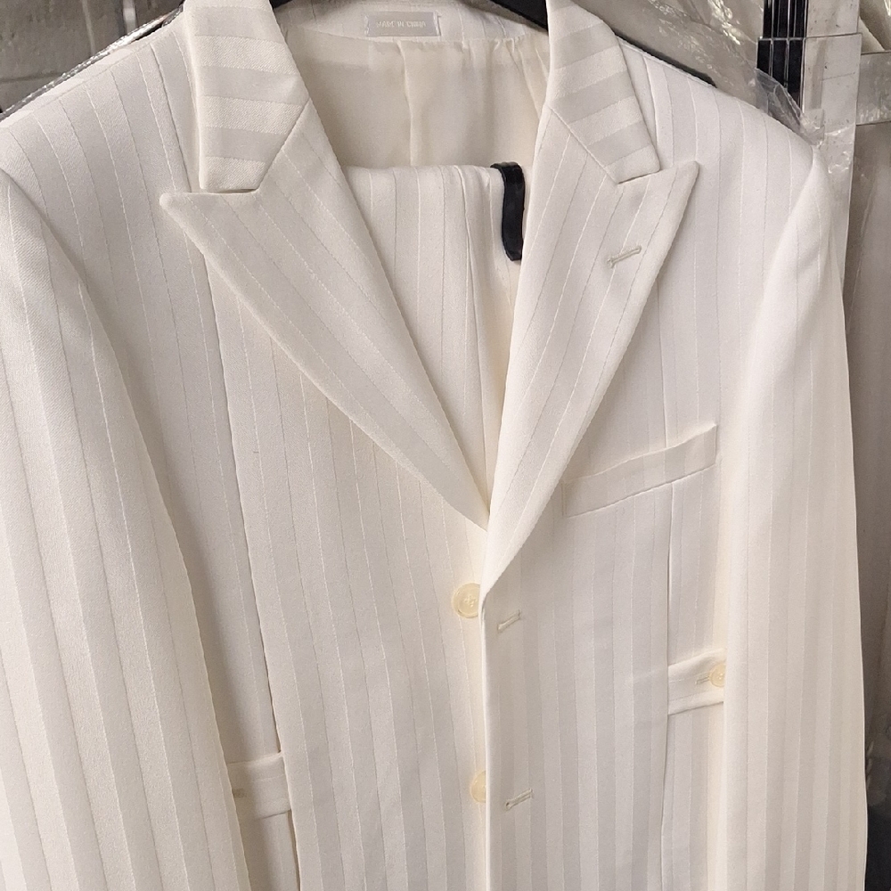 Elegant White Striped Boys Blazer